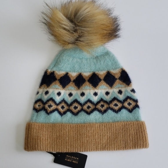Atlantic-Pacific Fair Isle Faux Fur Pom Beanie - Picture 2 of 4